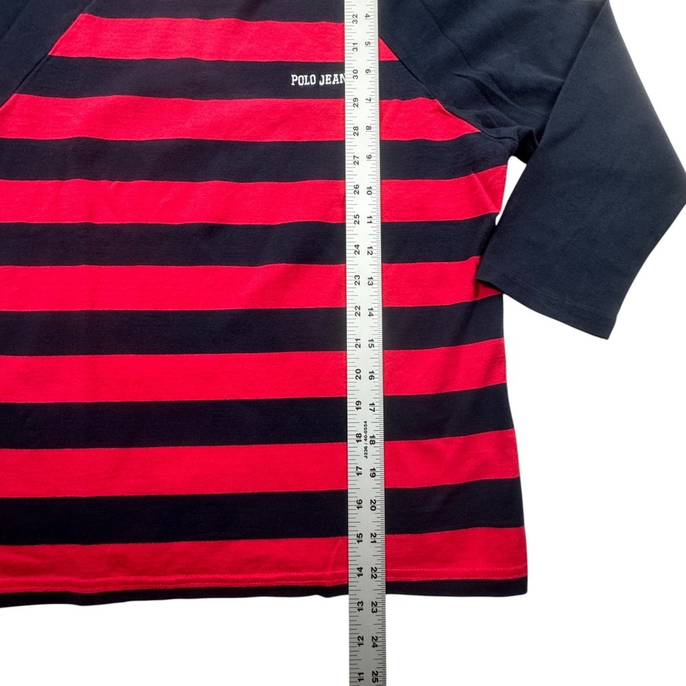 VTG Polo Jeans Co Ralph Lauren Raglan Shirt Womens Large Red Navy Y2K Baby Tee - Picture 7 of 9